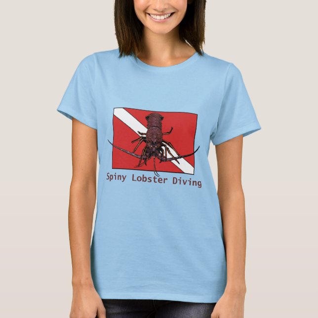 Camiseta Buceo de langosta con bandera de buceo con rúbrica (Anverso)