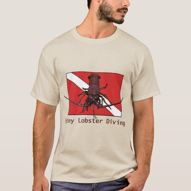 Camiseta Buceo de langosta con bandera roja de buceador aba (Anverso)