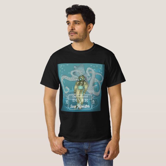 Camiseta Buceo de vintage y Monstruo del Mar (Anverso completo)