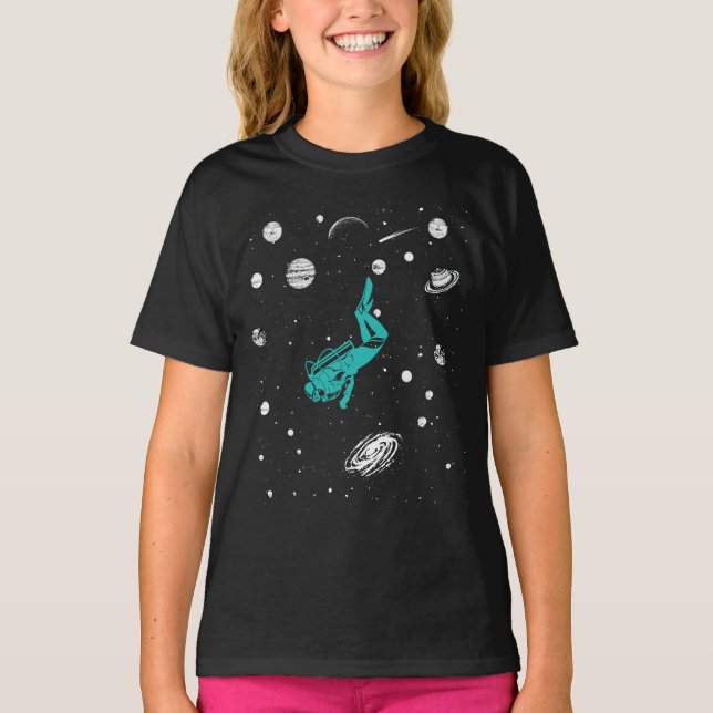 Camiseta Buceo En El Espacio Del Sistema Solar Saturno (Anverso)