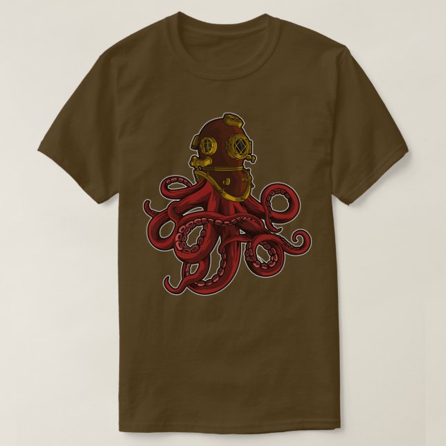 Camiseta Buceo en el mar Profundo de Octopus de Scuba (Diseño del anverso)
