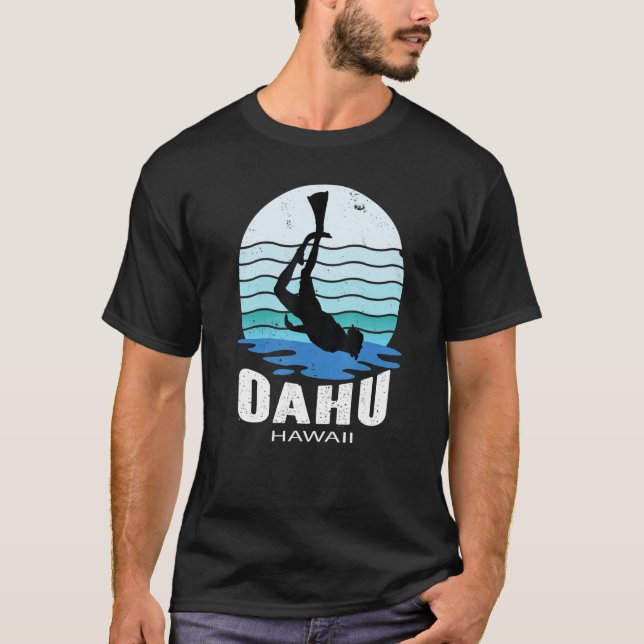 Camiseta Buceo libre bajo el agua en Oahu Hawaii (Anverso)