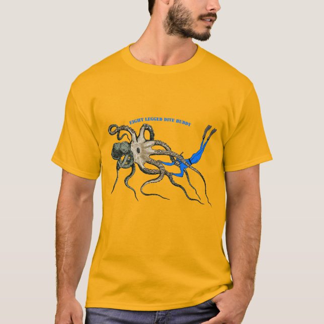 Camiseta Buceo libre mirando un pulpo gigante (Anverso)