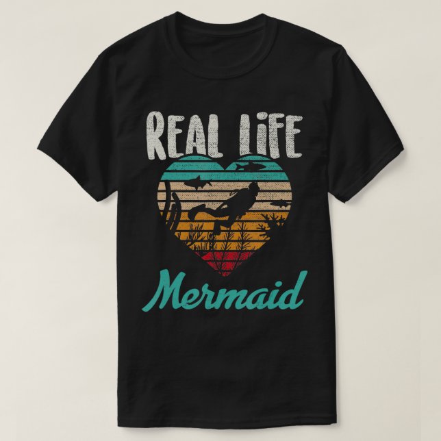 Camiseta Buceo Retro con Sirena de la Vida Real (Diseño del anverso)