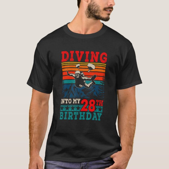 Camiseta Buceo retro en Skydiving, mi 28 cumpleaños (Anverso)