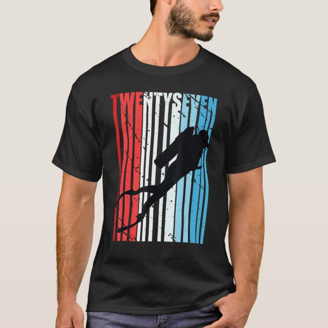 Camiseta Buceo Retro Scuba 27 cumpleaños Deep Sea Diver Wo (Anverso)