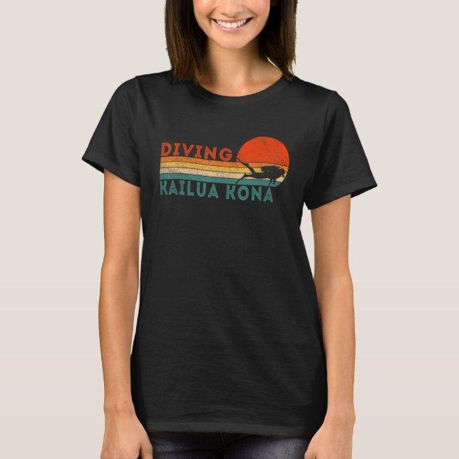 Camiseta Buceo Retro Scuba Buceo Vacaciones Hawaii Kona Vin (Anverso)
