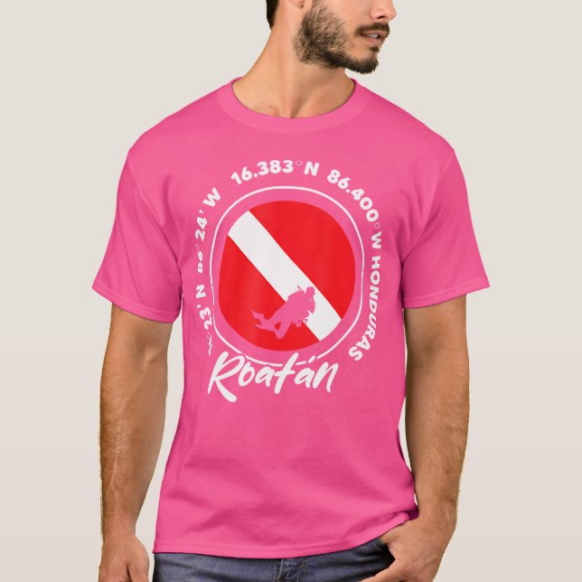 Camiseta Buceo Roatan Bandera de buceo Scuba (Anverso)