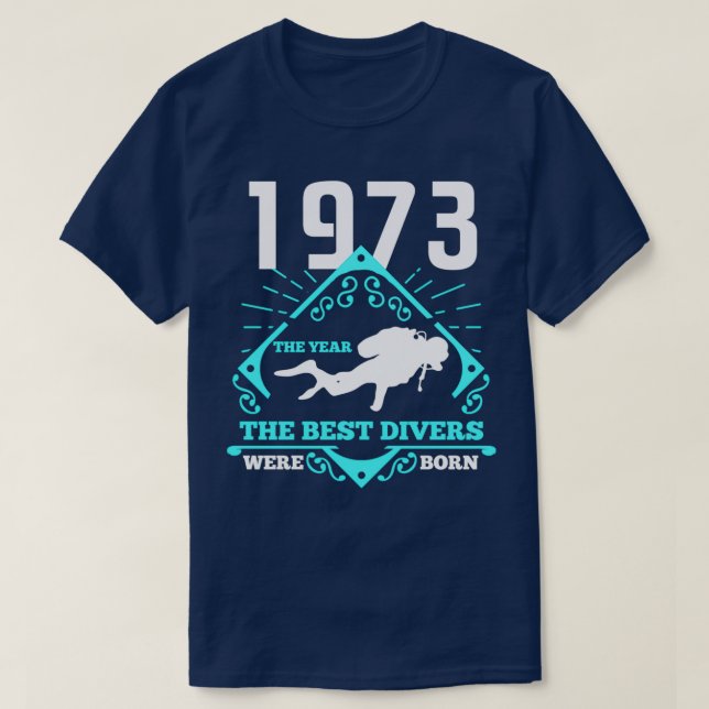 Camiseta Buceo Scuba 1973 Regalo de buceo actual de cumplea (Diseño del anverso)