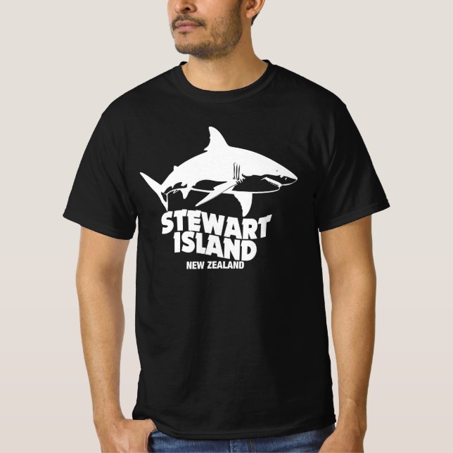Camiseta Buceo Scuba Con Tiburones - Isla Stewart (Anverso)