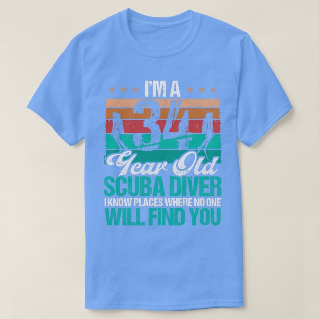 Camiseta Buceo Scuba de 34 años 34 cumpleaños (Diseño del anverso)