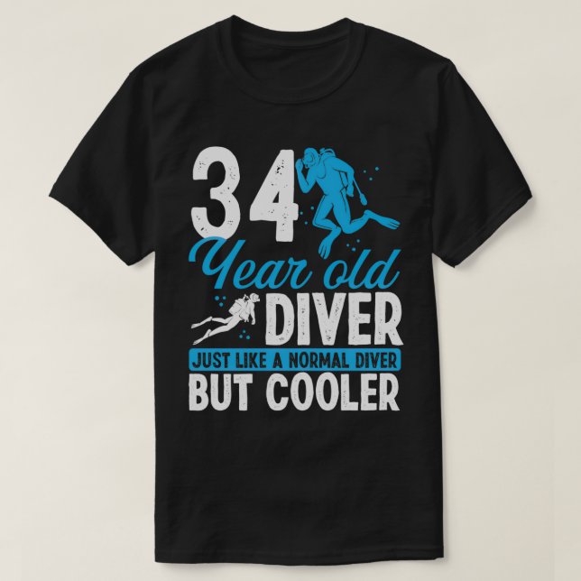 Camiseta Buceo Scuba de 34 años Snorkel 34 cumpleaños (Diseño del anverso)