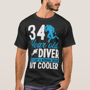 Camiseta Buceo Scuba de 34 años Snorkel 34 cumpleaños