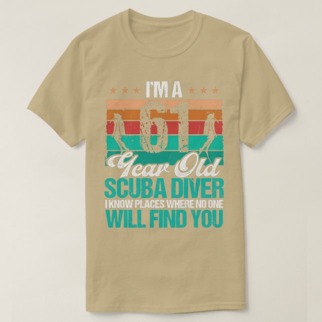 Camiseta Buceo Scuba de 61 años de edad 61 cumpleaños (Diseño del anverso)