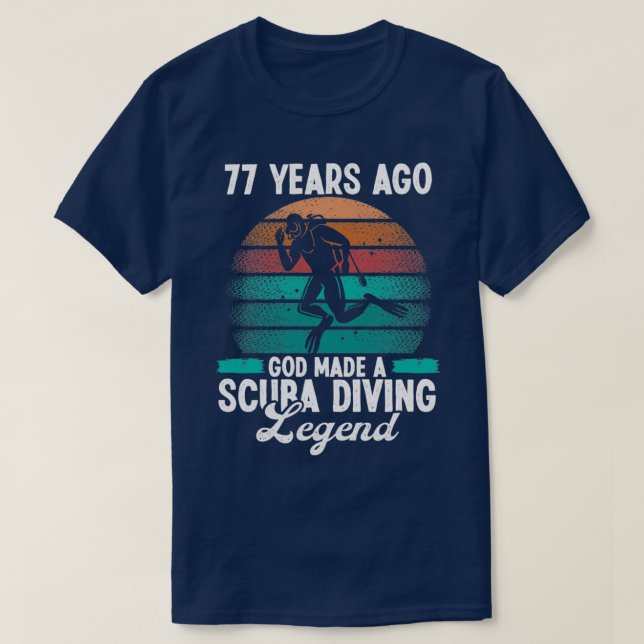 Camiseta Buceo Scuba de 77 años 77 cumpleaños (Diseño del anverso)