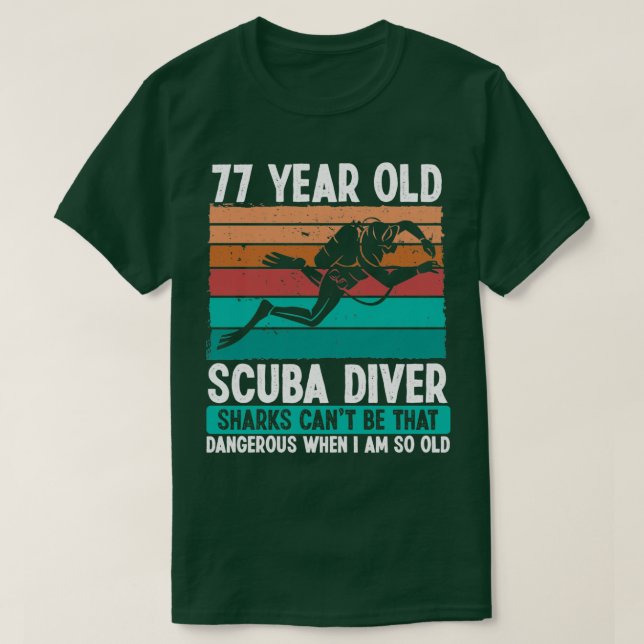Camiseta Buceo Scuba de 77 años 77 cumpleaños (Diseño del anverso)