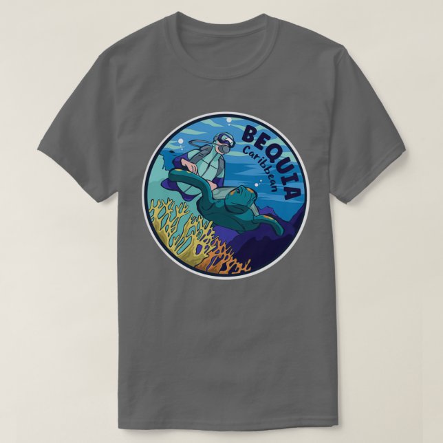 Camiseta Buceo Scuba En El Caribe De Bequia (Diseño del anverso)
