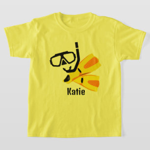 Camiseta Buceo Snorkel Fins Personalizado Chicas Niños Cami