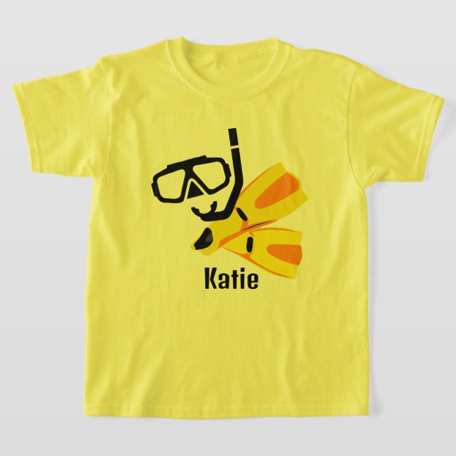 Camiseta Buceo Snorkel Fins Personalizado Chicas Niños Cami (Distribución)