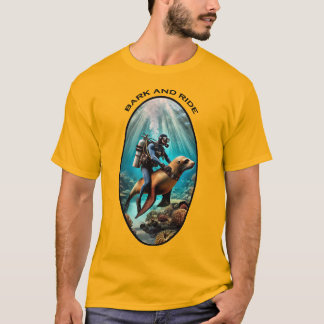 Camiseta Buceo Vintage SCUBA Montando un León de Mar URM