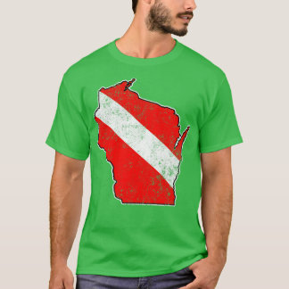 Camiseta Buceo Vintage Wisconsin Scuba Diving State Map
