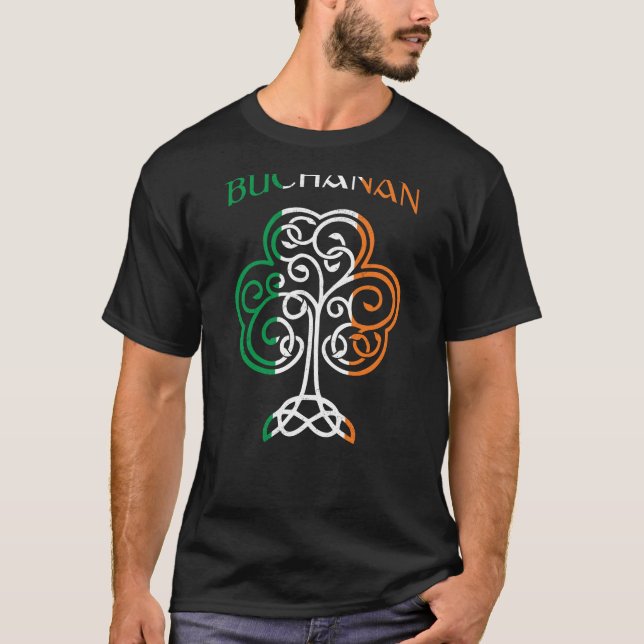 Camiseta BUCHANAN Nombre irlandés Shamrock Ireland Flag Fam (Anverso)