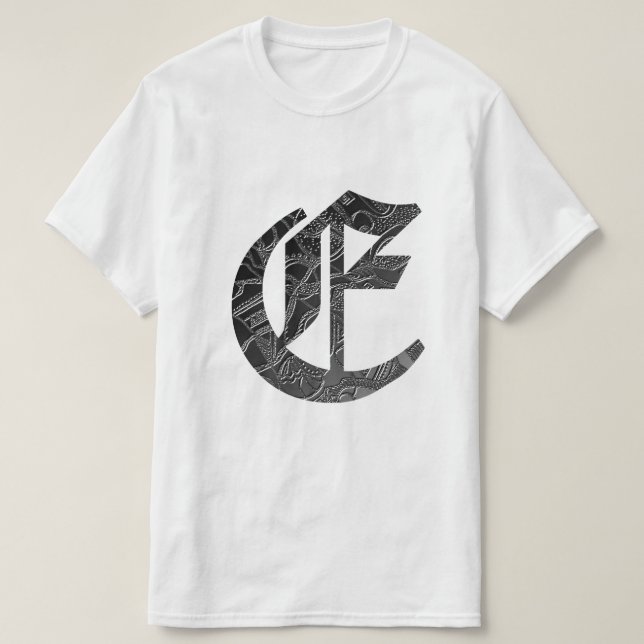 Camiseta Buchstabe "E" im gotischen Stil (Diseño del anverso)