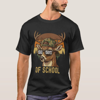 Camiseta Buck Deer 100 Days of School Student Teacher Retro