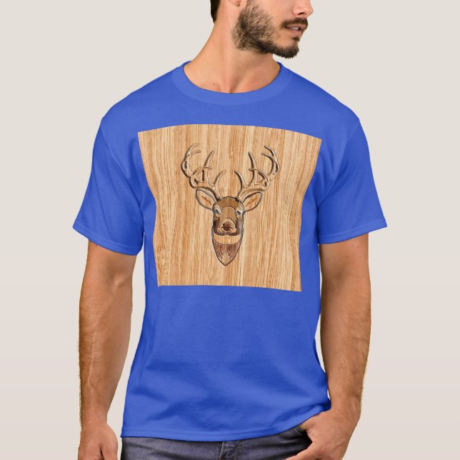 Camiseta Buck Deer Head Wood Grain Style (Anverso)