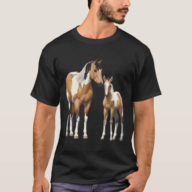 Camiseta Buckskin Pinto Paint Quarter Horse Mare Foal Hoodi (Anverso)