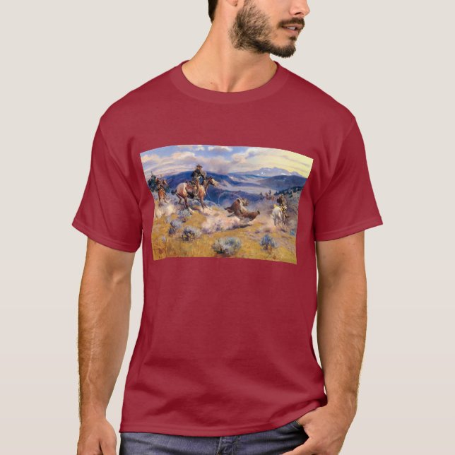 Camiseta Bucles de Charles M. Russell y caballos Swift (191 (Anverso)