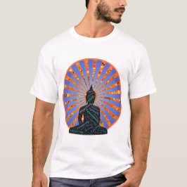 Camiseta Buda antes de una rueda de símbolos
