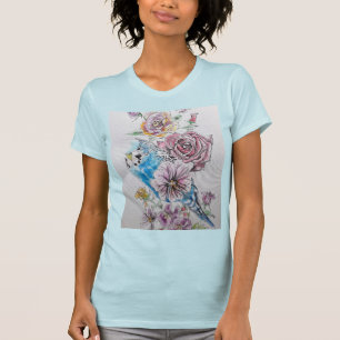 Camiseta Buda azul con Rosas color agua Womans T Shirt