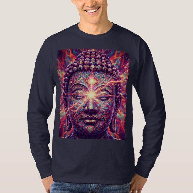 Camiseta Buda Chakra Eléctrico - Iluminación Psicodélica (Anverso)