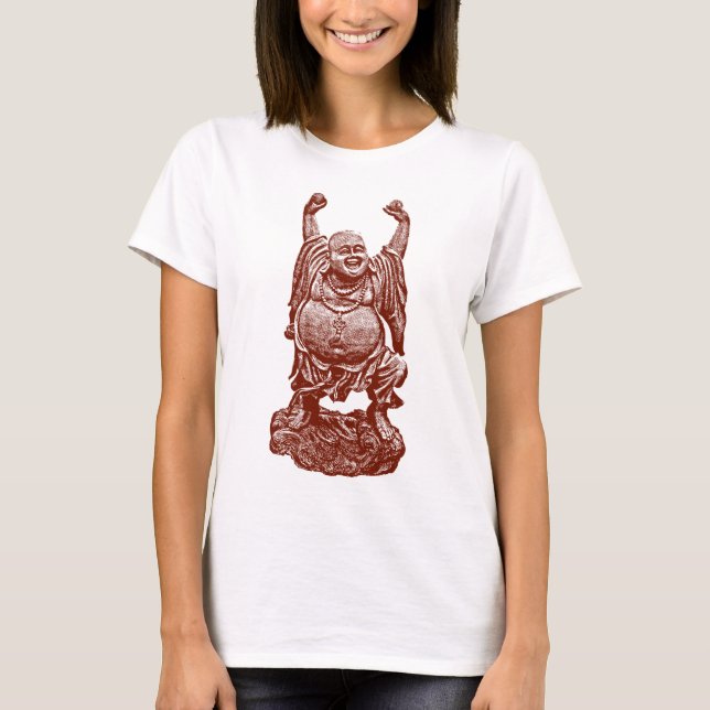Camiseta Buda de risa (rojo oscuro) (Anverso)