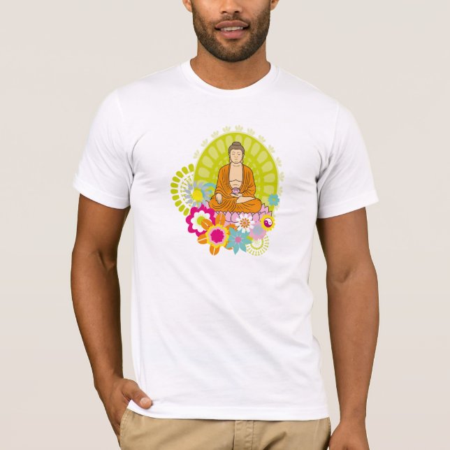 Camiseta Buda en flores de la primavera (Anverso)