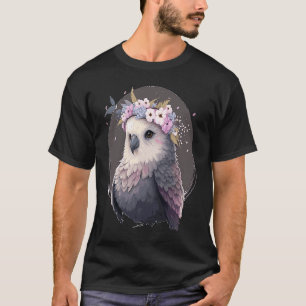 Camiseta Buda gris lindo Parakeet Flor de pájaro Corona Mas