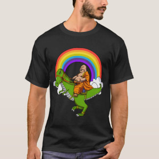 Camiseta Buda montando dinosaurio T-Rex