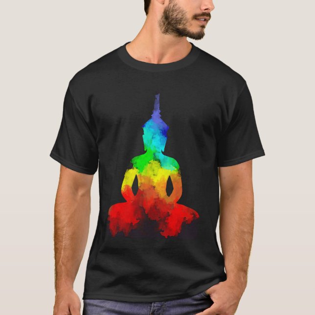 Camiseta Buda Rainbow Love Yoga Pose T Namaste (Anverso)