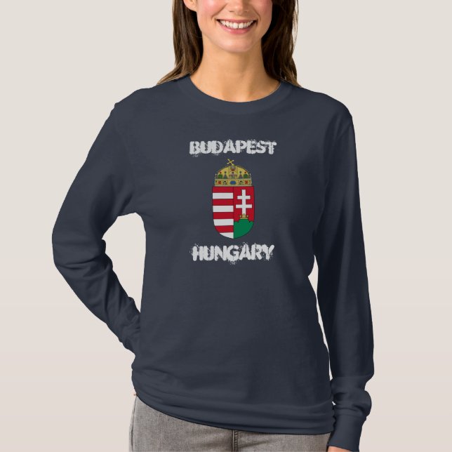 Camiseta Budapest, Hungría con el escudo de armas (Anverso)