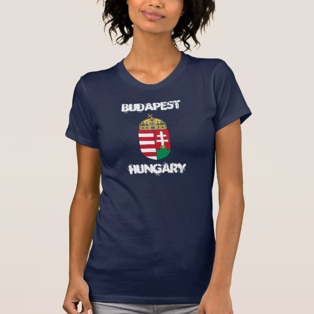 Camiseta Budapest, Hungría con escudo de armas (Anverso)