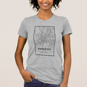 Camiseta Budapest, Hungría, Mapa de la ciudad   Arte Minima