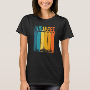 Camiseta Budapest Hungría Retro Vintage Atardecer Silueta B