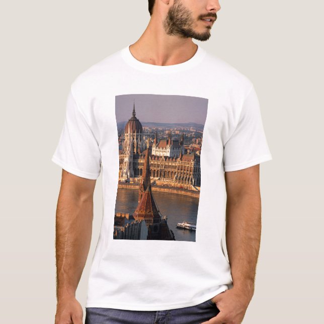 Camiseta Budapest, Hungría, río Danubio, Parlamento (Anverso)