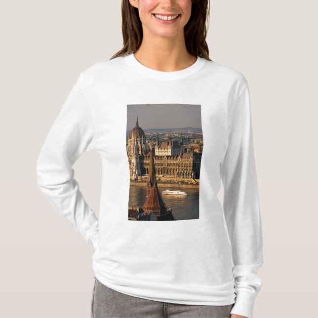 Camiseta Budapest, Hungría, río Danubio, Parlamento (Anverso)