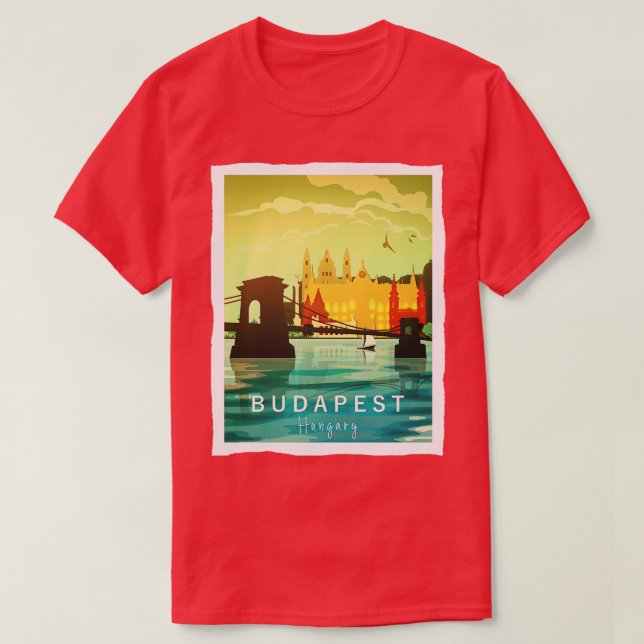 Camiseta Budapest Viaje Hungría Estilo Retro (Diseño del anverso)