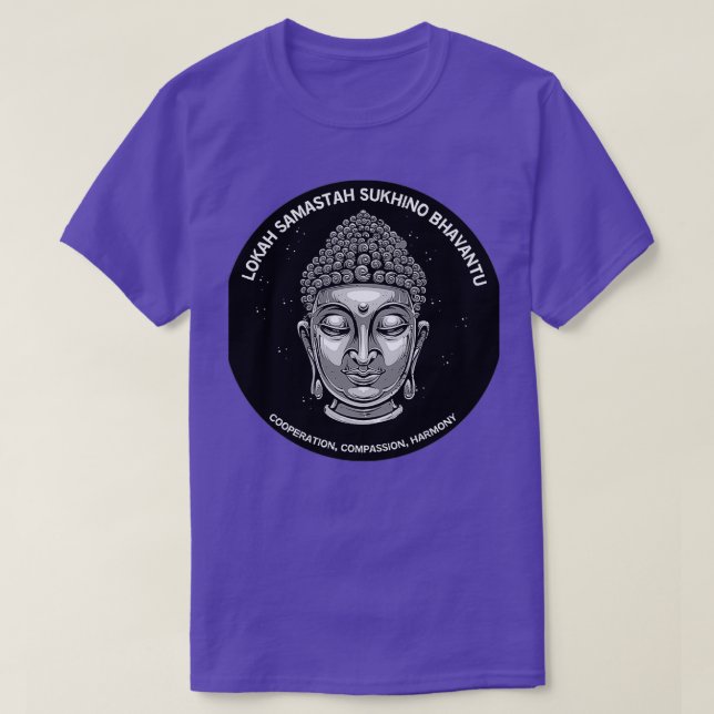 Camiseta Buddha Dalai Lama Lokah Samastah Sukhino Bhavantu (Diseño del anverso)
