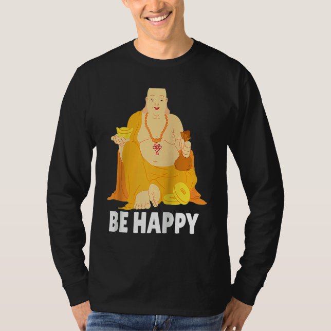 Camiseta Buddha Monk Namaste Praying Pray Smile Happy Laugh (Anverso)