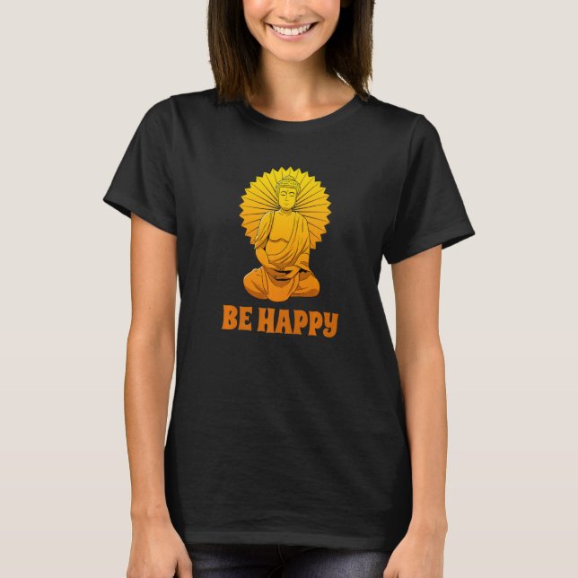 Camiseta Buddha Monk Namaste Praying Pray Smile Happy Laugh (Anverso)