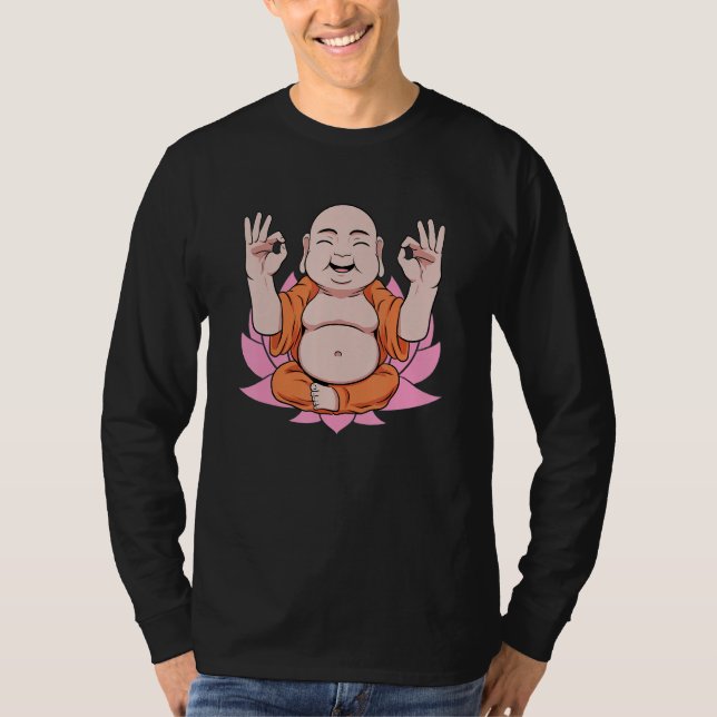 Camiseta Buddha Monk Namaste Praying Pray Smile Happy Laugh (Anverso)